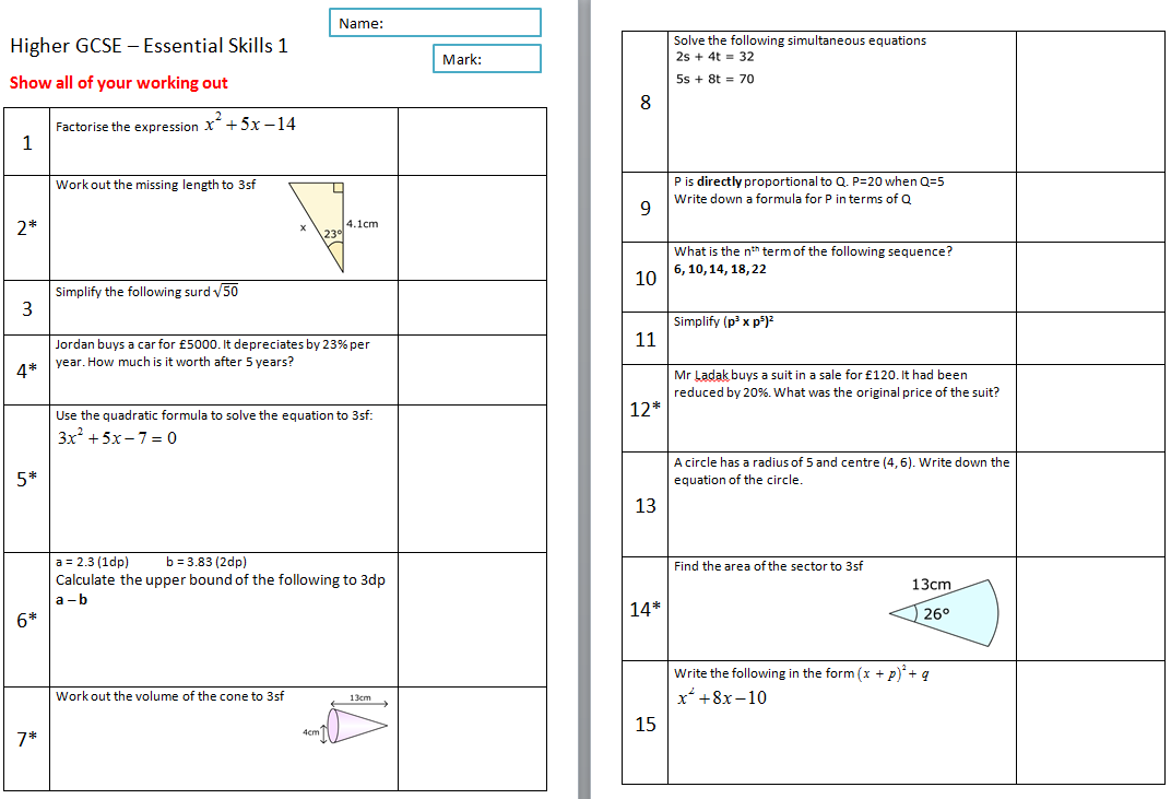 Essential Skills Higher GCSE MathedUp 